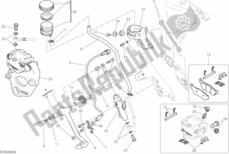 Todas las partes para Sistema De Frenado Trasero de Ducati Multistrada 950 Thailand 2019